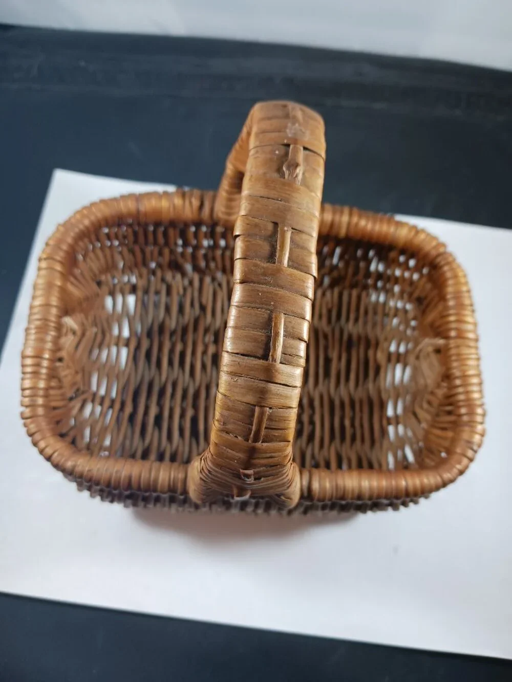 Vintage Mini Wicker Basket with Handle Farmhouse Primitive Style Decor